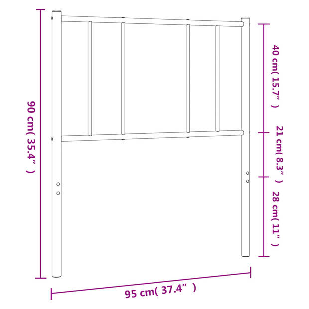 vidaXL Hoofdbord 90 cm metaal zwart