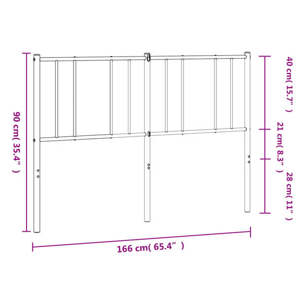 vidaXL Hoofdbord metaal zwart 160 cm