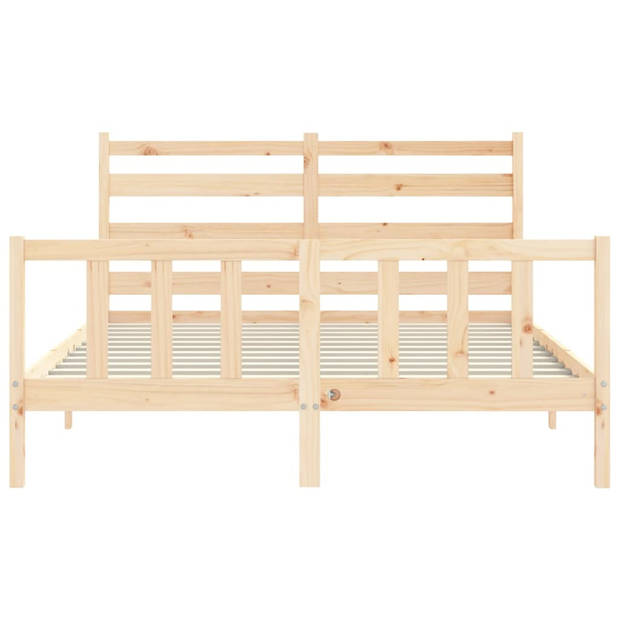 vidaXL Bedframe met hoofdbord massief hout 160x200 cm