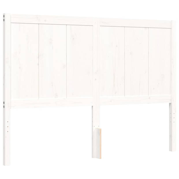 vidaXL Bedframe met hoofdbord massief hout wit 140x200 cm