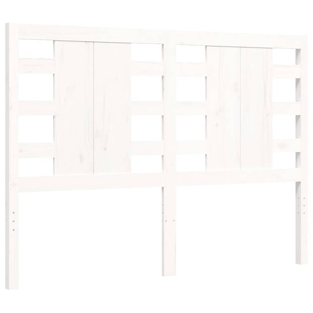 vidaXL Bedframe met hoofdbord massief hout wit