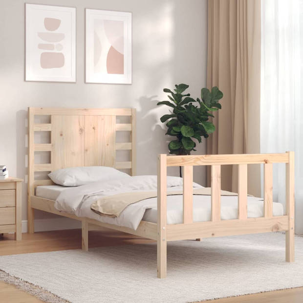 vidaXL Bedframe met hoofdbord massief hout