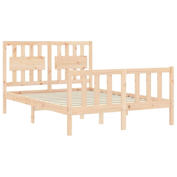 vidaXL Bedframe met hoofdbord massief hout