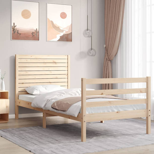 vidaXL Bedframe met hoofdbord massief hout