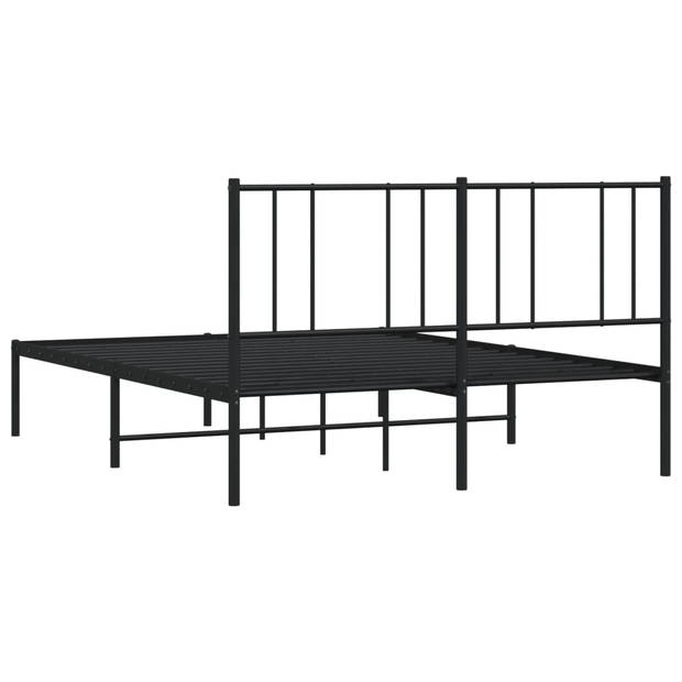 vidaXL Bedframe met hoofdbord metaal zwart 150x200 cm