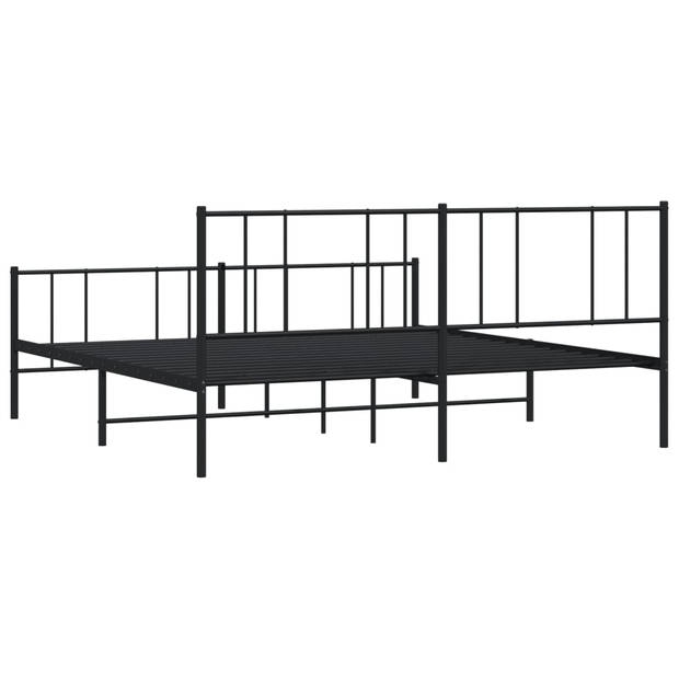 vidaXL Bedframe met hoofd- en voeteneinde metaal zwart 200x200 cm