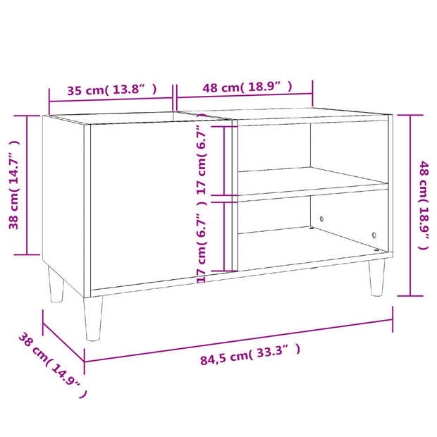 vidaXL Platenkast 84,5x38x48 cm bewerkt hout zwart