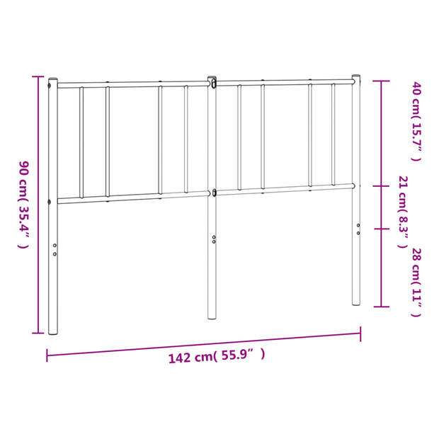 vidaXL Hoofdbord 135 cm metaal zwart