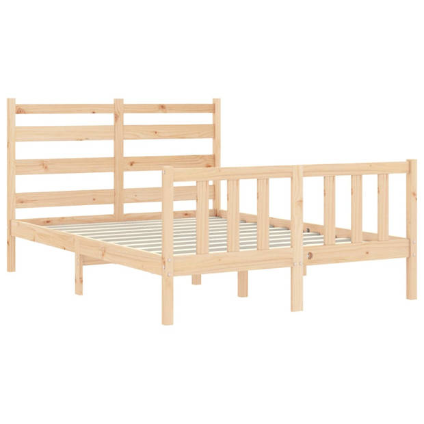 vidaXL Bedframe met hoofdbord massief hout 140x190 cm