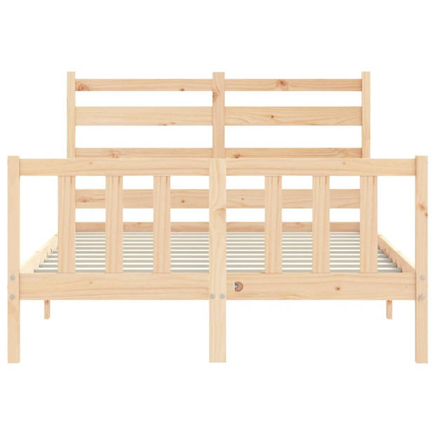 vidaXL Bedframe met hoofdbord massief hout 140x190 cm