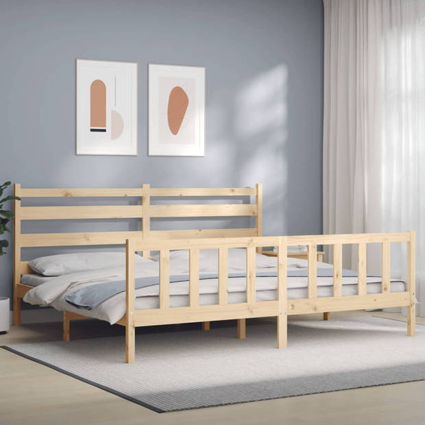 vidaXL Bedframe met hoofdbord massief hout 200x200 cm