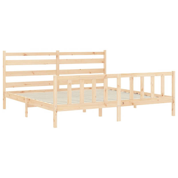 vidaXL Bedframe met hoofdbord massief hout 200x200 cm