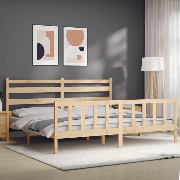 vidaXL Bedframe met hoofdbord massief hout 200x200 cm