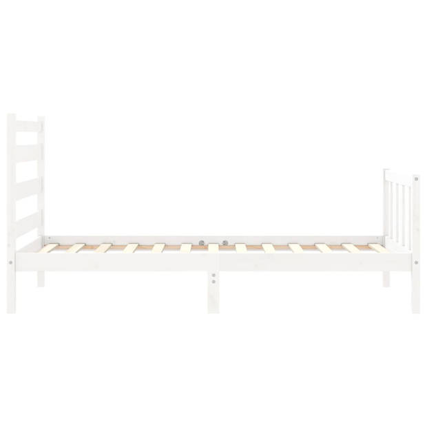 vidaXL Bedframe met hoofdbord massief hout wit 90x190 cm