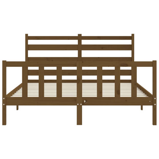 vidaXL Bedframe met hoofdbord massief hout honingbruin