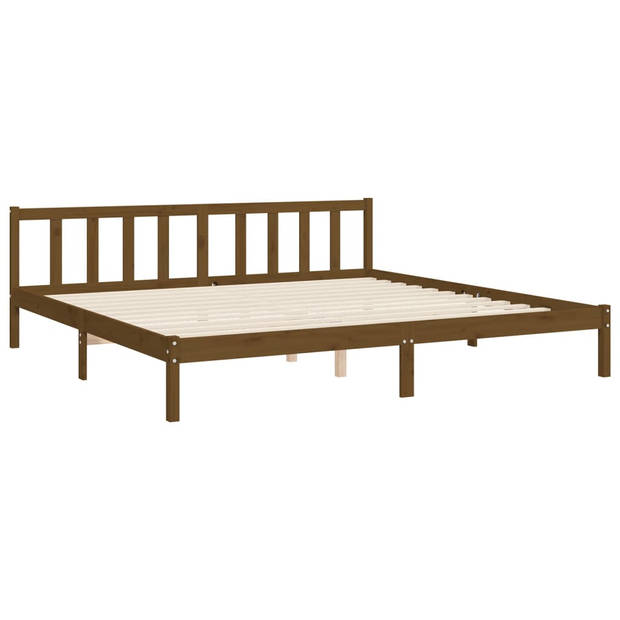 vidaXL Bedframe met hoofdbord massief hout honingbruin 200x200 cm