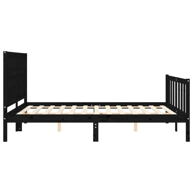 vidaXL Bedframe met hoofdbord massief hout zwart