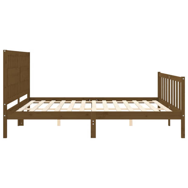 vidaXL Bedframe met hoofdbord massief hout honingbruin 200x200 cm