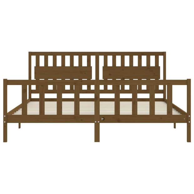 vidaXL Bedframe met hoofdbord massief hout honingbruin 200x200 cm