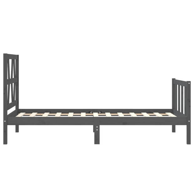 vidaXL Bedframe met hoofdbord massief hout zwart 90x200 cm