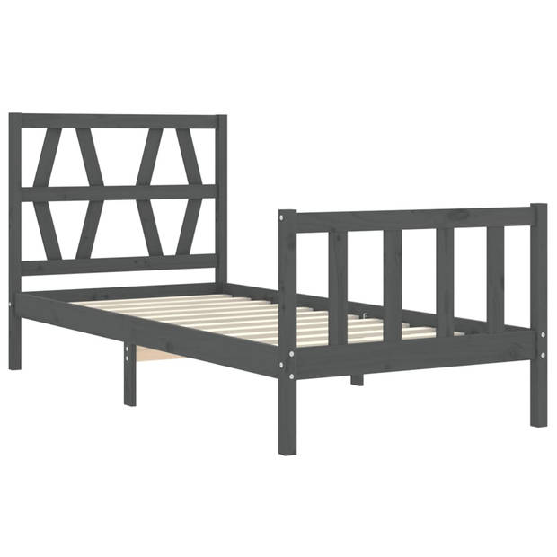 vidaXL Bedframe met hoofdbord massief hout zwart 90x200 cm