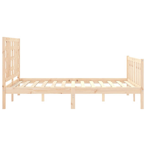 vidaXL Bedframe met hoofdbord massief hout