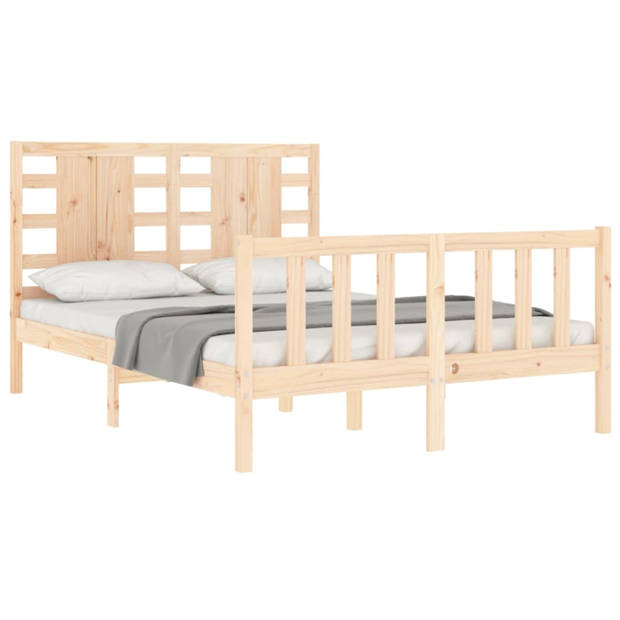 vidaXL Bedframe met hoofdbord massief hout