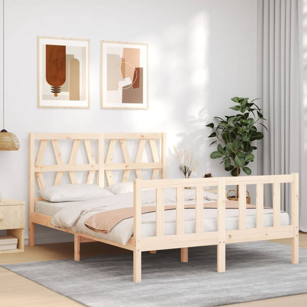 vidaXL Bedframe met hoofdbord massief hout 120x200 cm