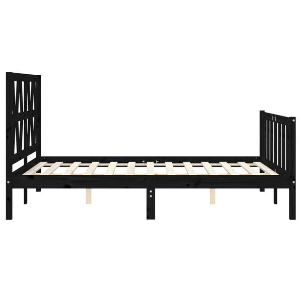 vidaXL Bedframe met hoofdbord massief hout zwart