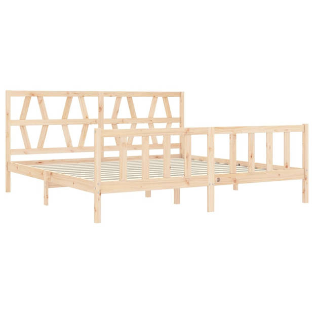 vidaXL Bedframe met hoofdbord massief hout 200x200 cm