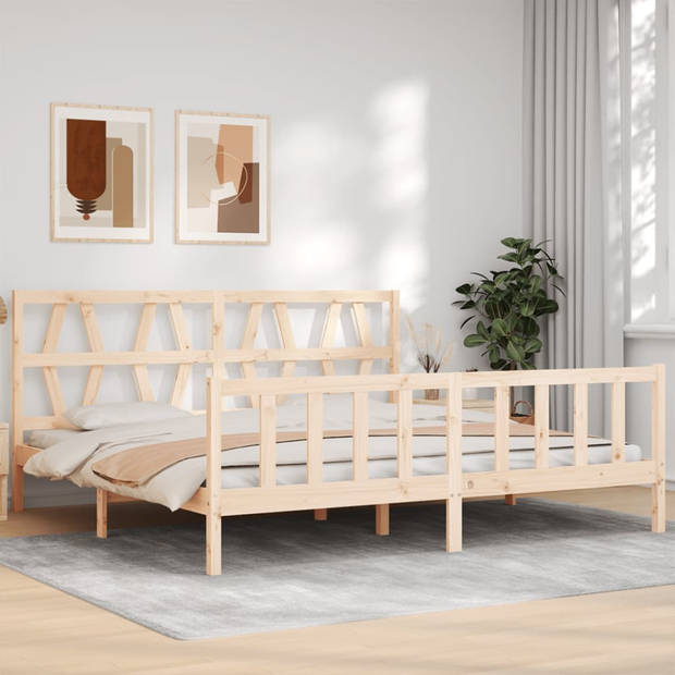 vidaXL Bedframe met hoofdbord massief hout 200x200 cm