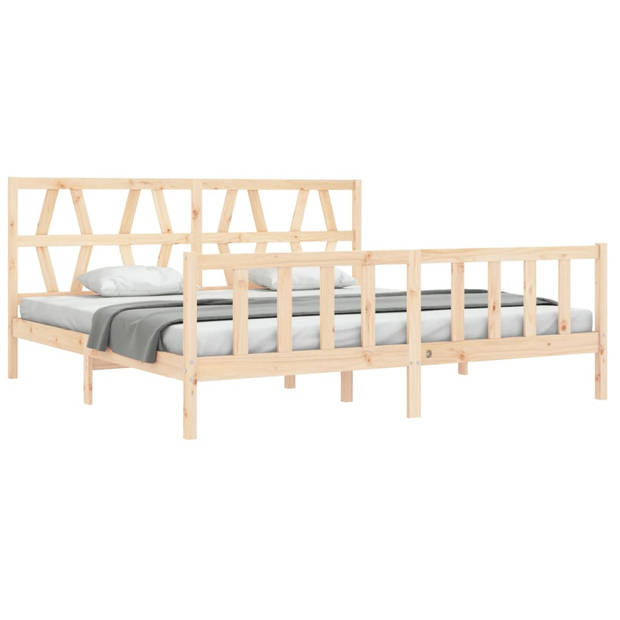 vidaXL Bedframe met hoofdbord massief hout 200x200 cm