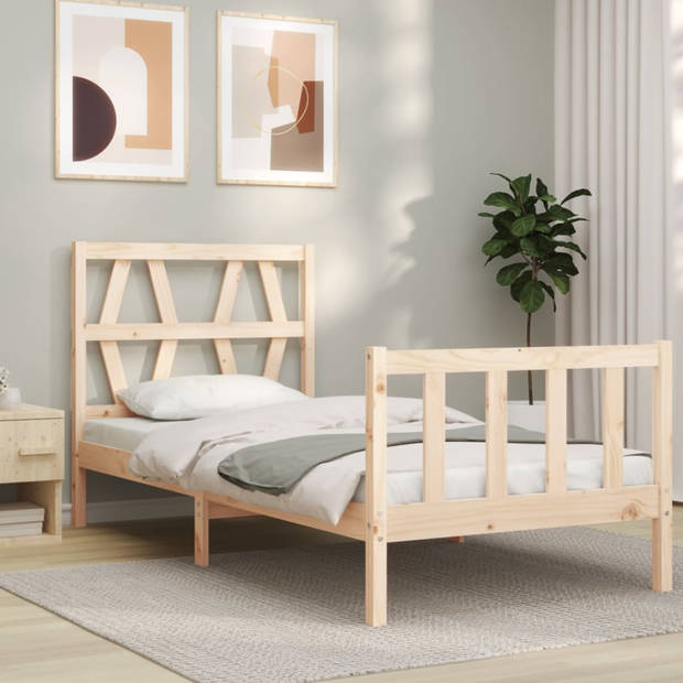 vidaXL Bedframe met hoofdbord massief hout