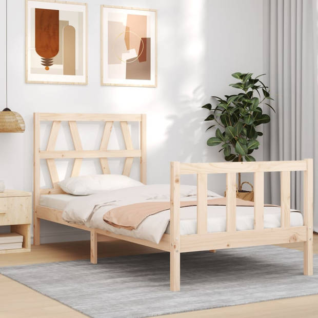 vidaXL Bedframe met hoofdbord massief hout