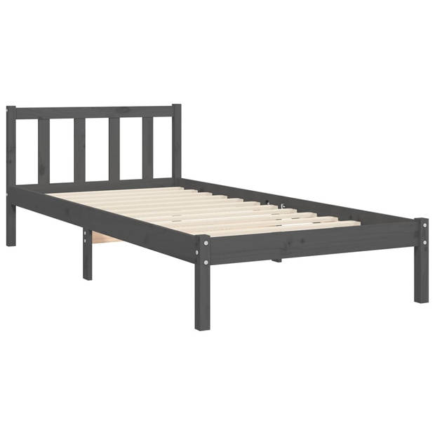 vidaXL Bedframe met hoofdbord massief hout zwart 90x200 cm