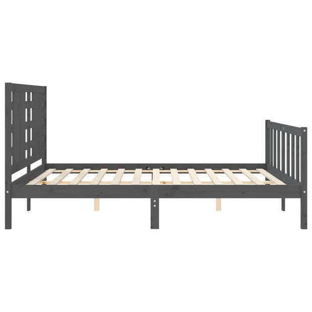 vidaXL Bedframe met hoofdbord massief hout grijs