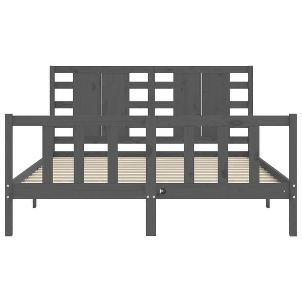 vidaXL Bedframe met hoofdbord massief hout grijs