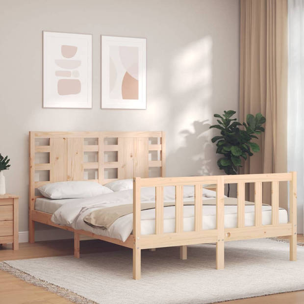 vidaXL Bedframe met hoofdbord massief hout