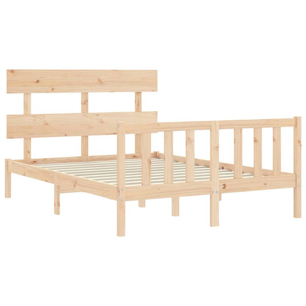 vidaXL Bedframe met hoofdbord massief hout