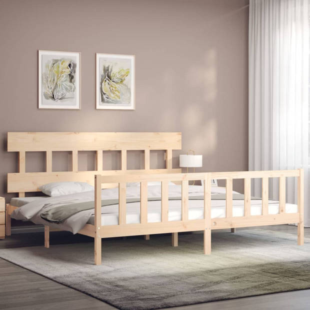 vidaXL Bedframe met hoofdbord massief hout 200x200 cm