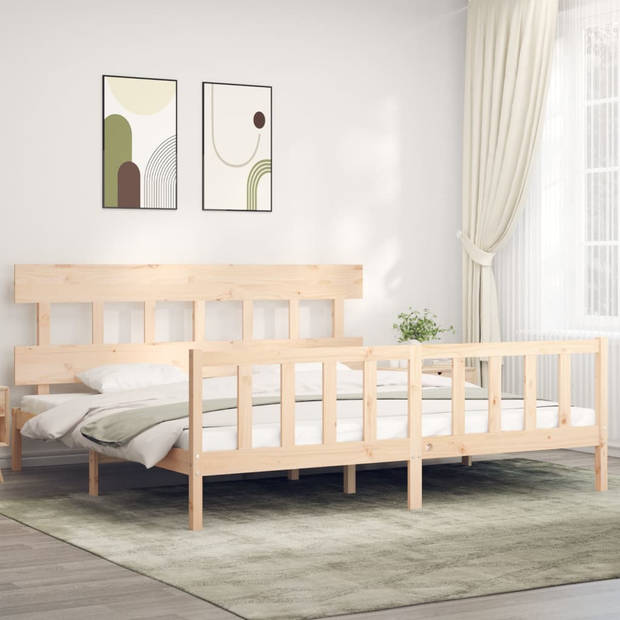 vidaXL Bedframe met hoofdbord massief hout 200x200 cm