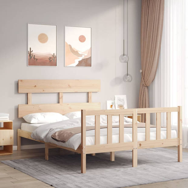 vidaXL Bedframe met hoofdbord massief hout