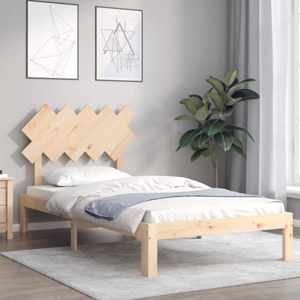 vidaXL Bedframe met hoofdbord massief hout 100x200 cm