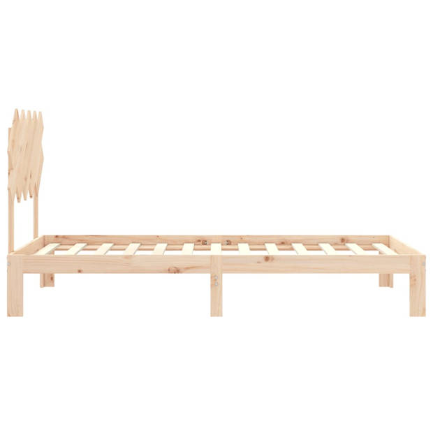 vidaXL Bedframe met hoofdbord massief hout 100x200 cm