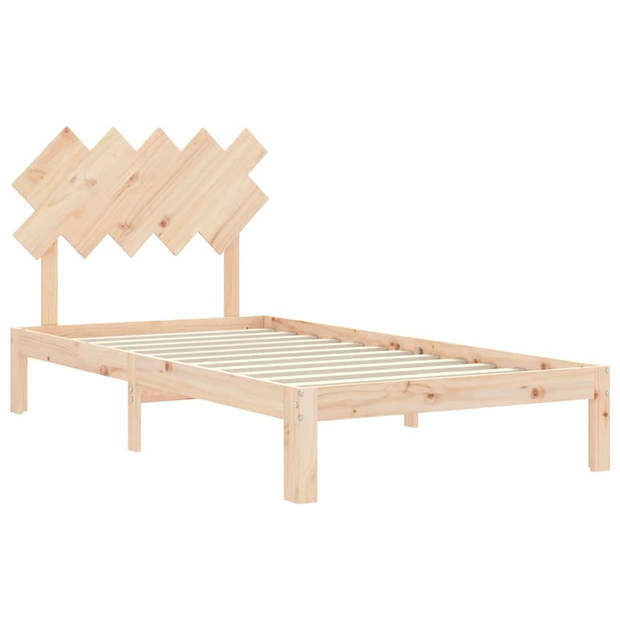 vidaXL Bedframe met hoofdbord massief hout 100x200 cm