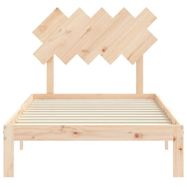 vidaXL Bedframe met hoofdbord massief hout 100x200 cm