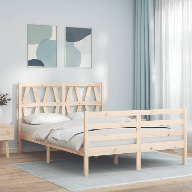 vidaXL Bedframe met hoofdbord massief hout 120x200 cm