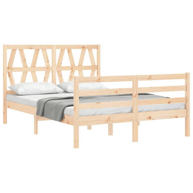 vidaXL Bedframe met hoofdbord massief hout 120x200 cm