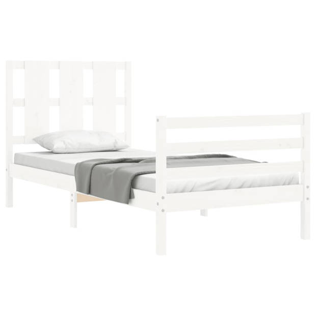 vidaXL Bedframe met hoofdbord massief hout wit