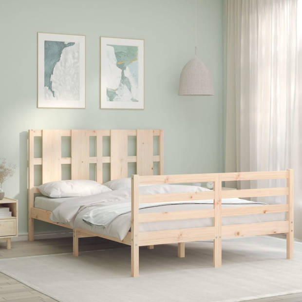 vidaXL Bedframe met hoofdbord massief hout